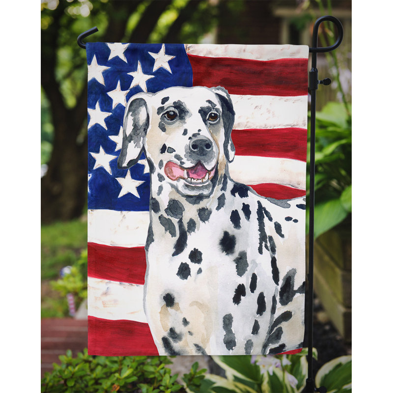 2 côtés en polyester de 2 côtés american drapeau de jardin, Dalmatien blanc