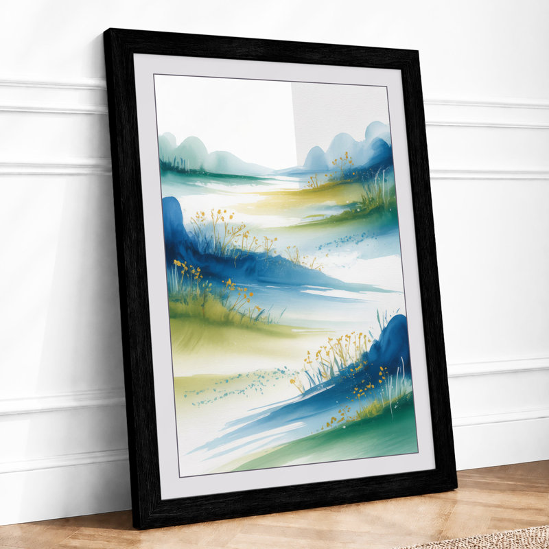 River Through Mist Japandi - Print, A2 - 59.4 x 42.0 cm, Black