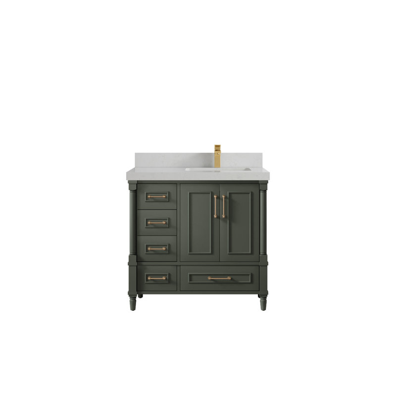 Aberdeen 36'' Single Bathroom Vanity with Top, Carrara Quartz