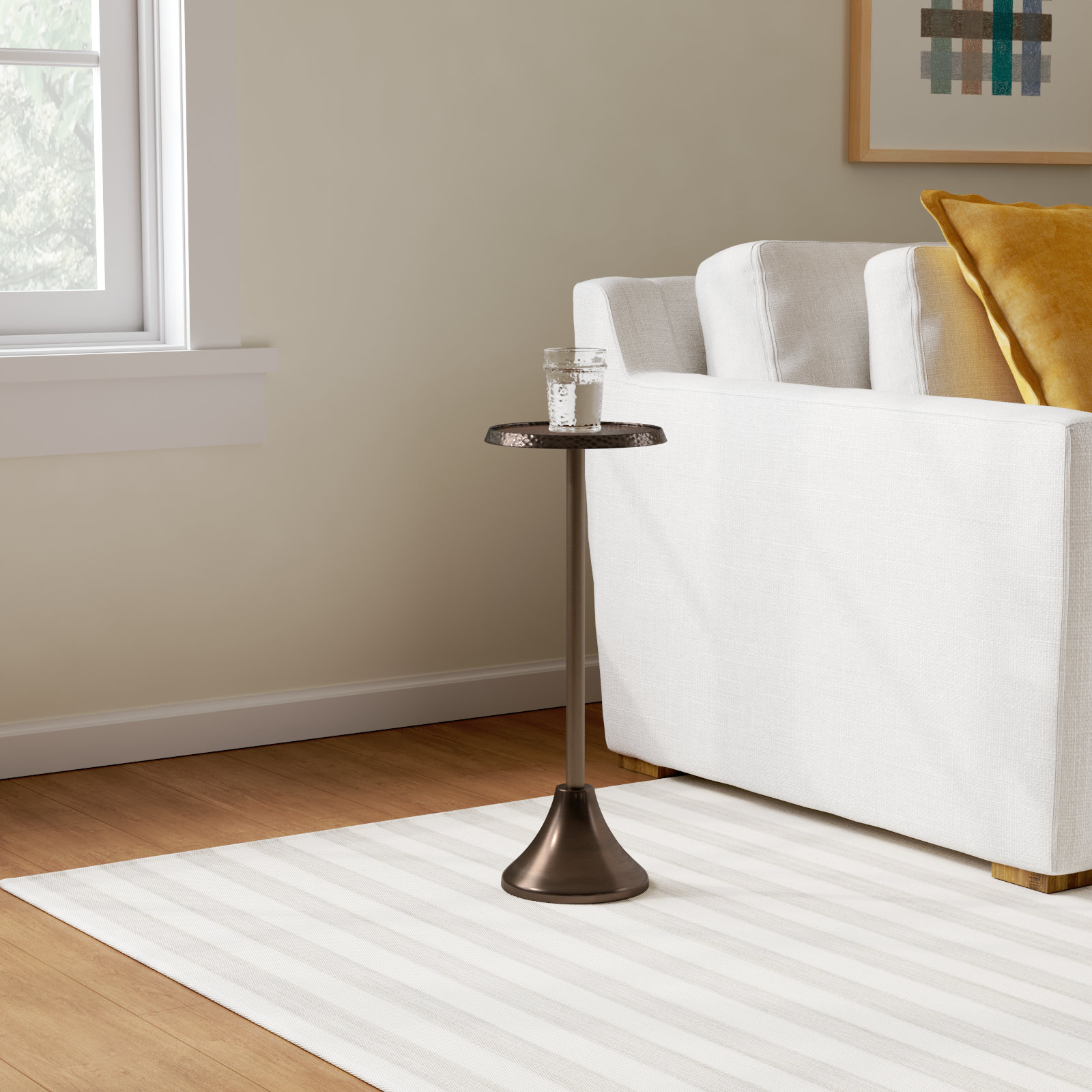 Deanna End Table, 23" H x 9" W x 9" D, Bronze Base/Bronze Top