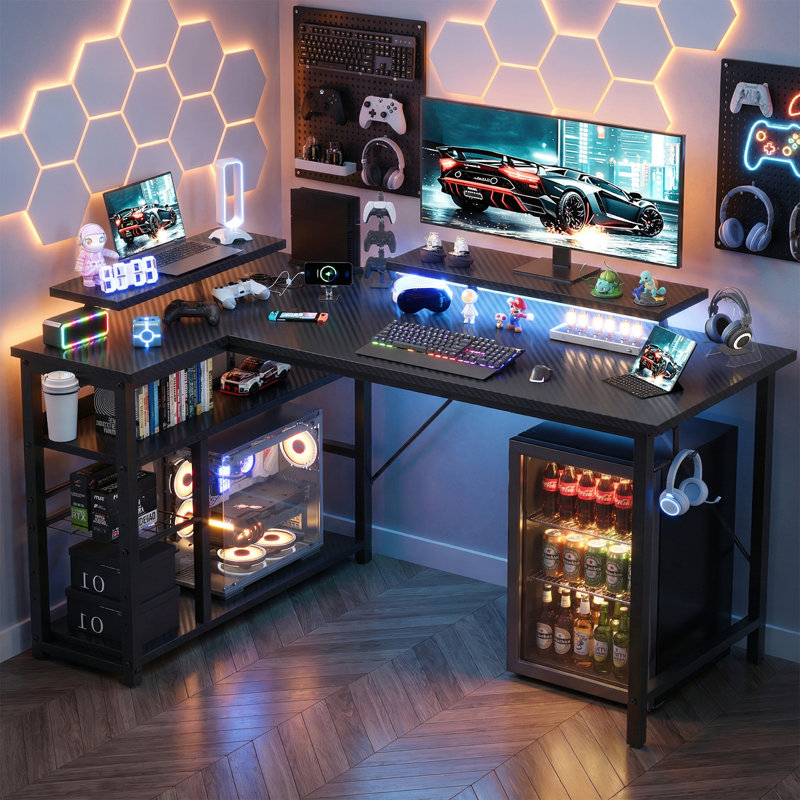 L-Shaped Metal Base Computer Desk