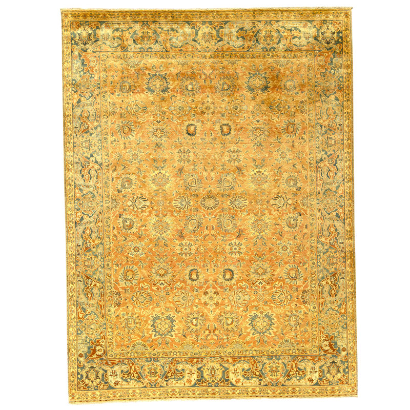 High-Quality Hand-Knotted Rust And Blue Area Rug