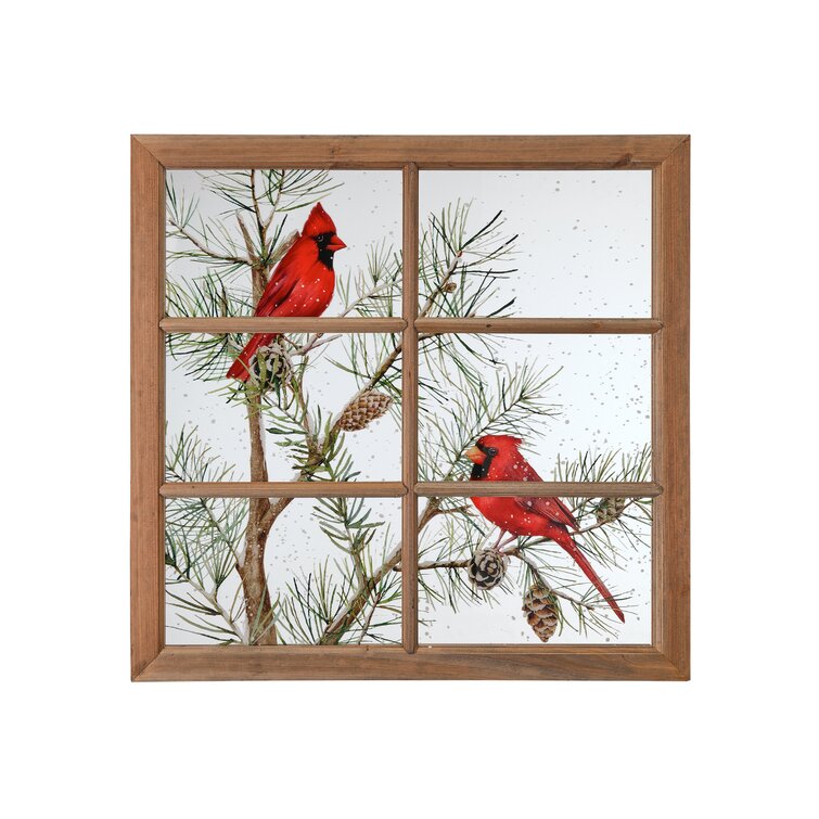 The Holiday Aisle® Hayslee Winter Cardinals Scene Embossed Indoor