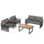 Outdoor Patio Set With Plastic Wood Table & Hand-woven Rope, 4 Pieces