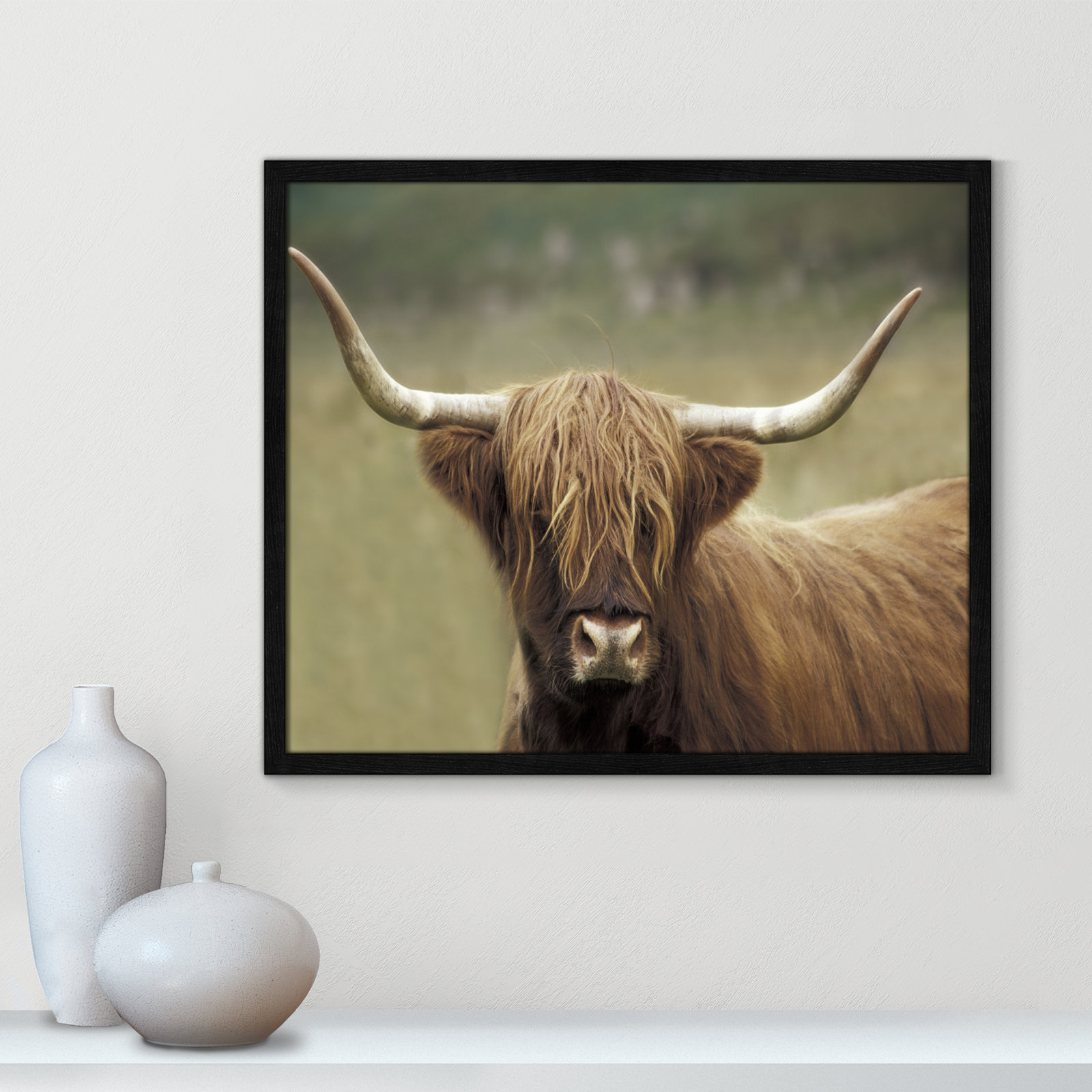 Frederic "Highland Afternoon" Print, 21.5" H x 25.5" W x 0.75" D, Black Wood Grain Framed