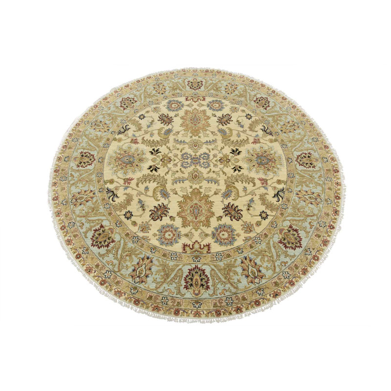 Tapis beige nouvel âge en laine 8 pi x 8 pi 1 po Mook