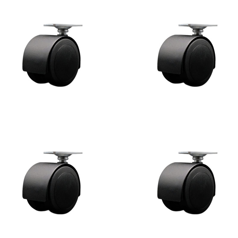 Ensemble de 4 roulettes à dessus de roue à capuchon pour 2 ou 3 pouces / 8 pouces, Noir