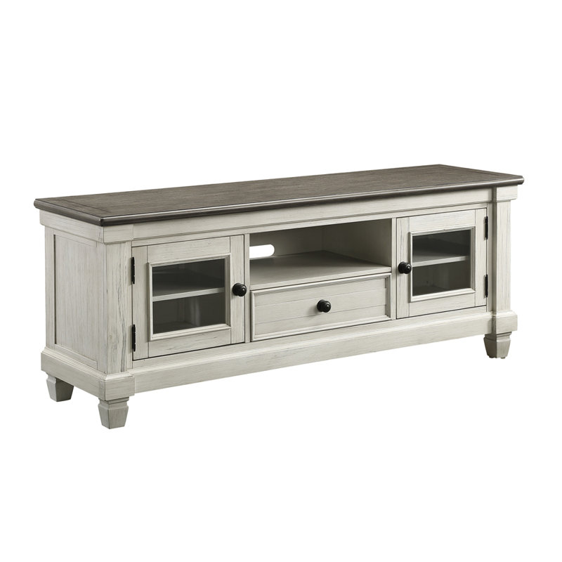 Meuble télé 1 pièce avec tiroirs et meubles de salon en bois, console de télévision, Blanc antique