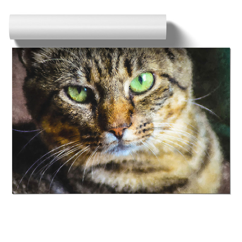 Portrait of a Cat Painting - Frameless Print, 30cm H x 42cm W x 0.1cm D