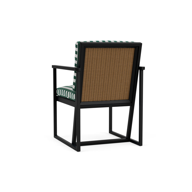 Summit Outdoor Dining Armchair, Ebony, Hickory, Safari White Stripe