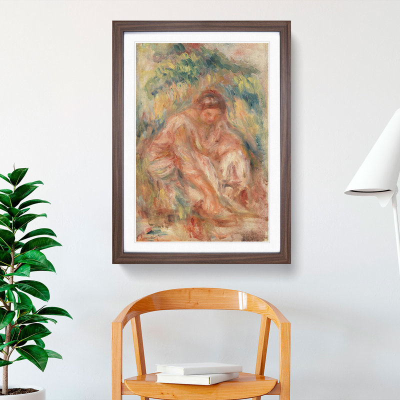 Seated Woman Vol.3 by Pierre-Auguste Renoir - Picture Frame Painting, 48cm H x 36cm W x 2cm D, Walnut Framed