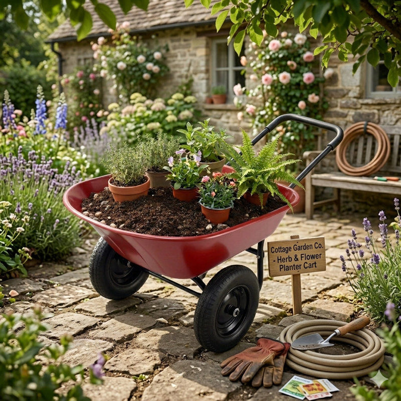 Chariot de jardin robuste 2 roues avec chariot brouette utilitaire - vert, Rouge