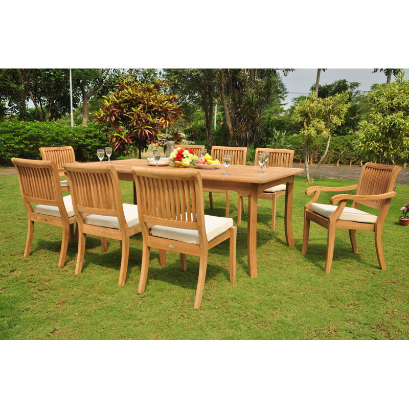 Masten 6 - Person Teak Wood Patio Dining Set with Rectangular Table, 6