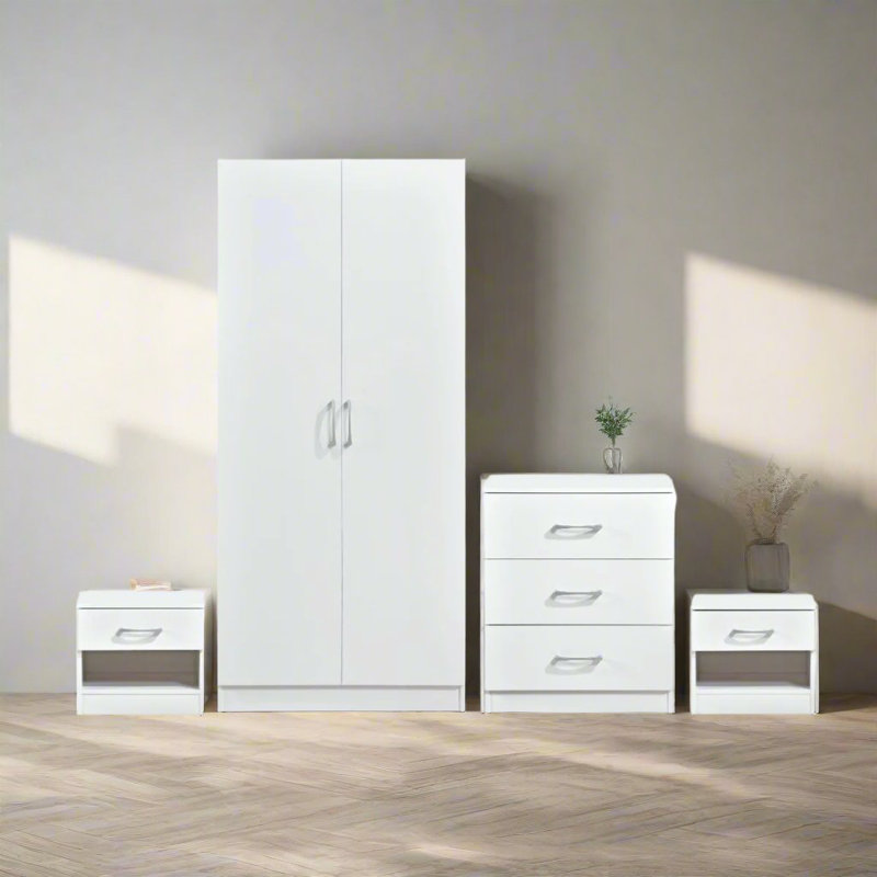 Highbury 4 Piece Bedroom Set With 2 Door Double Wardrobe, White