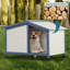 Grande niche pour chien, L 46,5 po x l 31,7 po x H 32,5 po, toit en PVC pour petits chiens de taille moyenne, maisonnette durable pour un nettoyage facile-1630972756