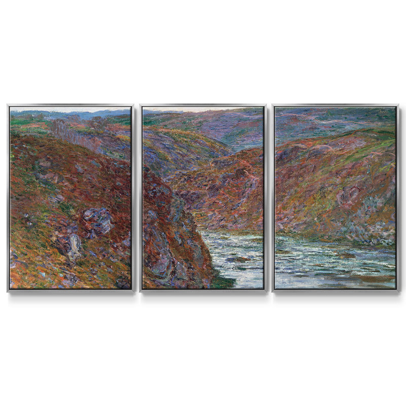 Monet, reproduction sur toile 3 pièces, H 24 po x l 48 po x P 2 po, Argent