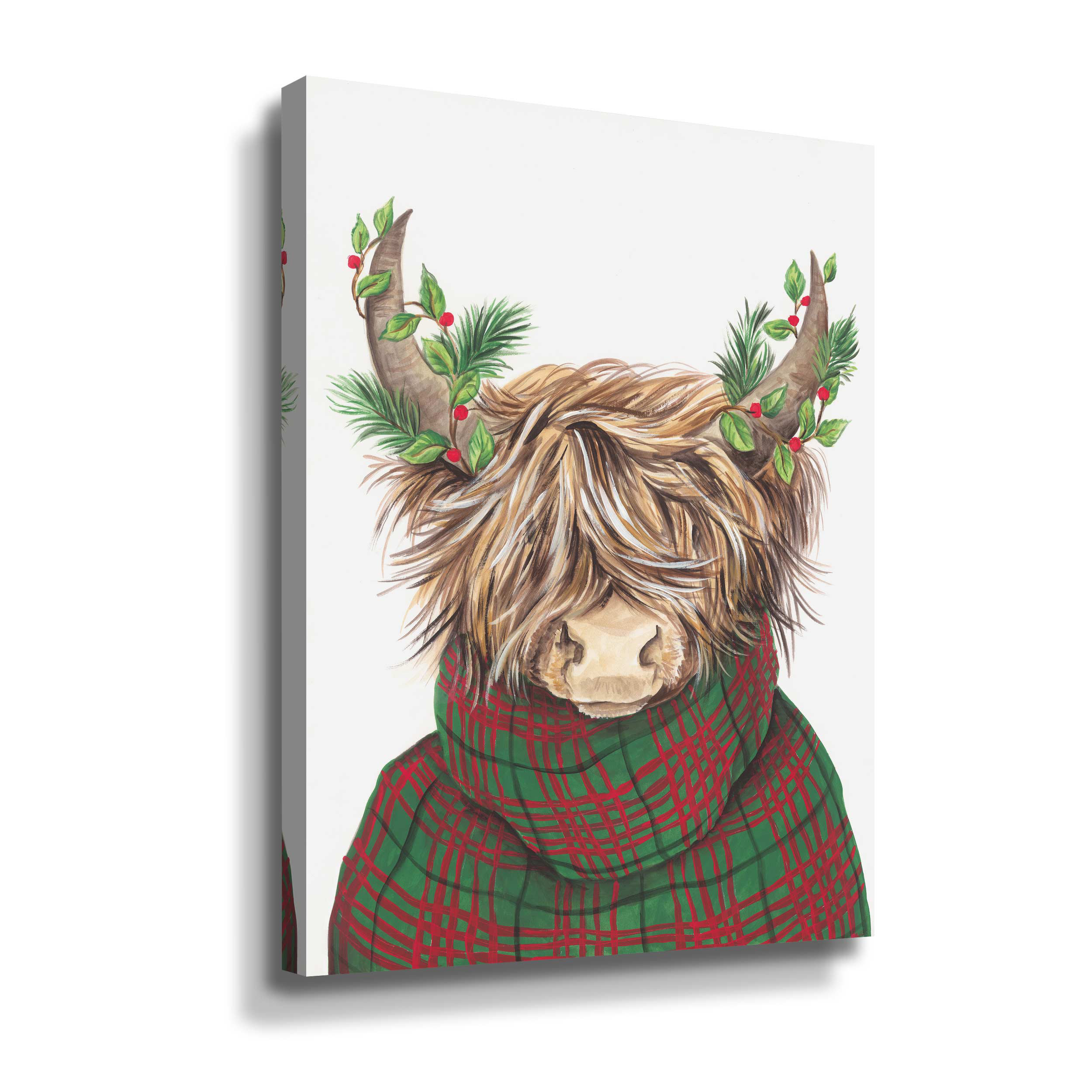 Highland Cow Christmas Throw Pillow Case, Cow Christmas Decor