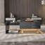 Table basse, noir brillant, table d'appoint, table basse avec verre et effet DEL, avec plateau en verre.