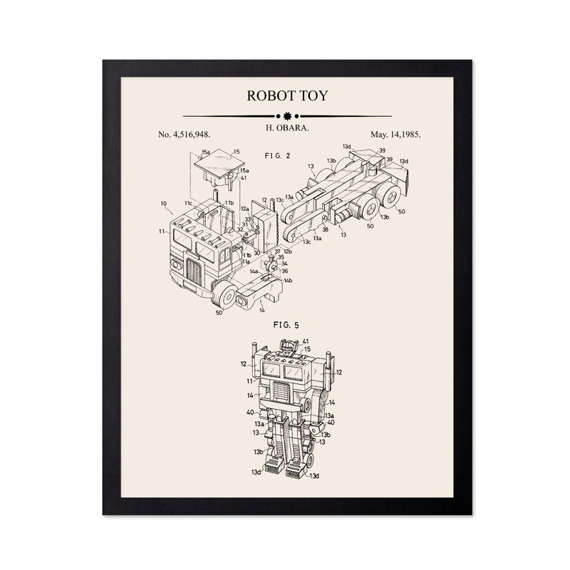 Plan de robot Optimus, Cadre noir, Affiche, H 16 po x l 20 po