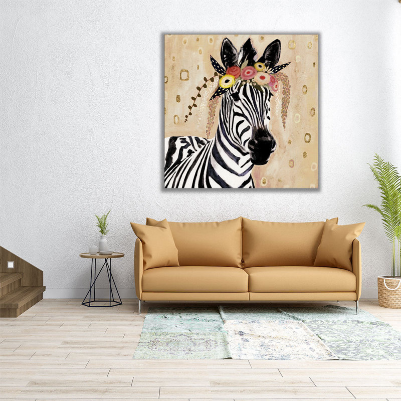Klimt Zebra I - reproduction d'art sur toile, H 30 po x l 30 po