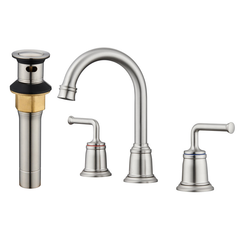 8-inch Widespread Faucet 2-handle Bathroom Faucet with Drain, Brushed Nickel