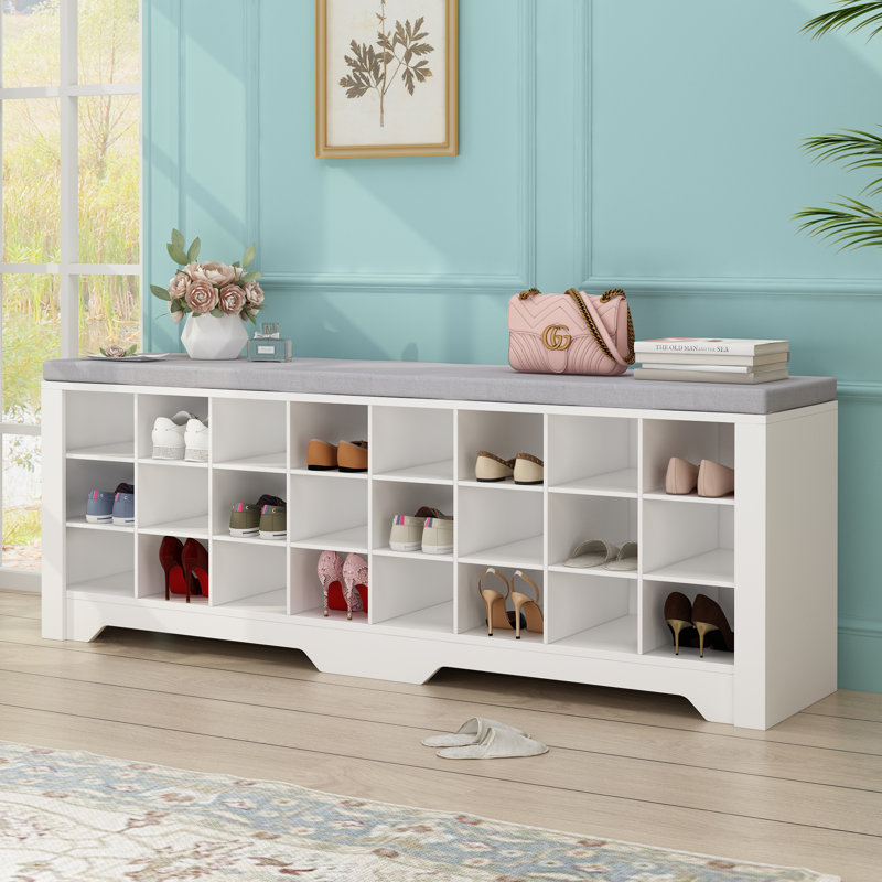 Banc de rangement rembourré mozan, Blanc