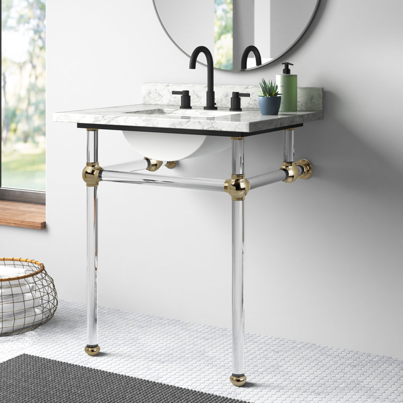 Pieds de lavabo console en laiton Kingston Templeton, Nickel poli