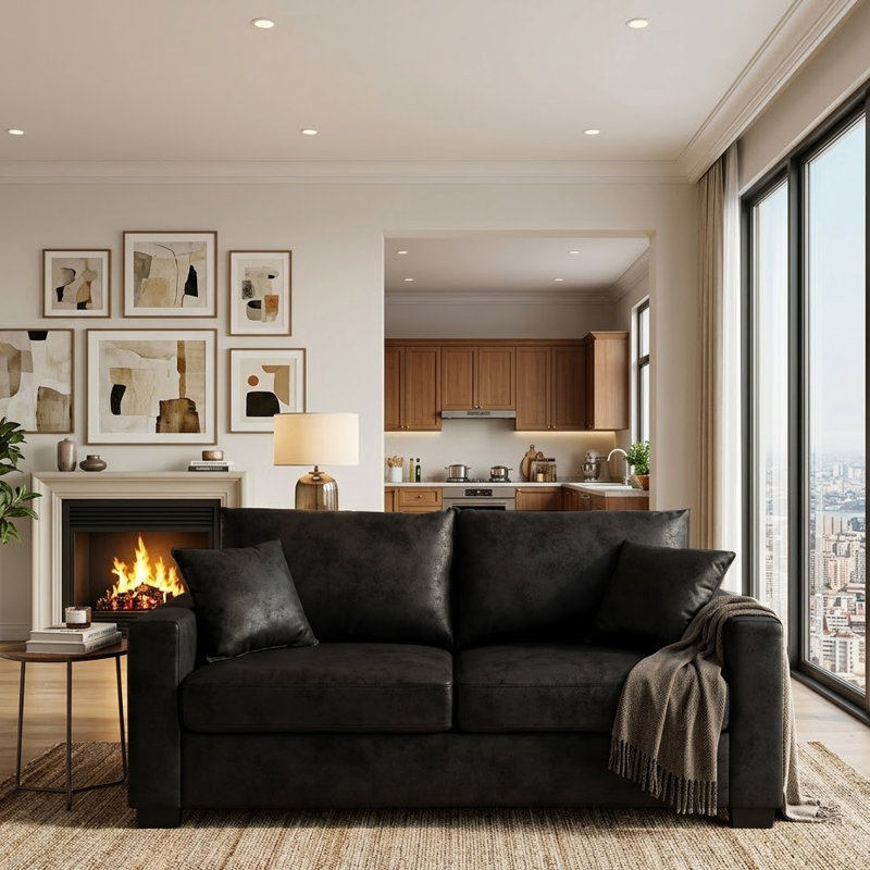 Ce canapé à deux places de 69 pouces est fabriqué en tissu métallisé et est livré avec deux coussins décoratifs, offrant une expérience d'assise confortable convenant à tout environnement.