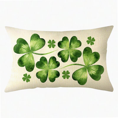 Shamrock Luck Lumbar Pillow Cover - Clover Cushion Case for Sofa - St. Patrick's Day Decoration -Throw Pillow Sham