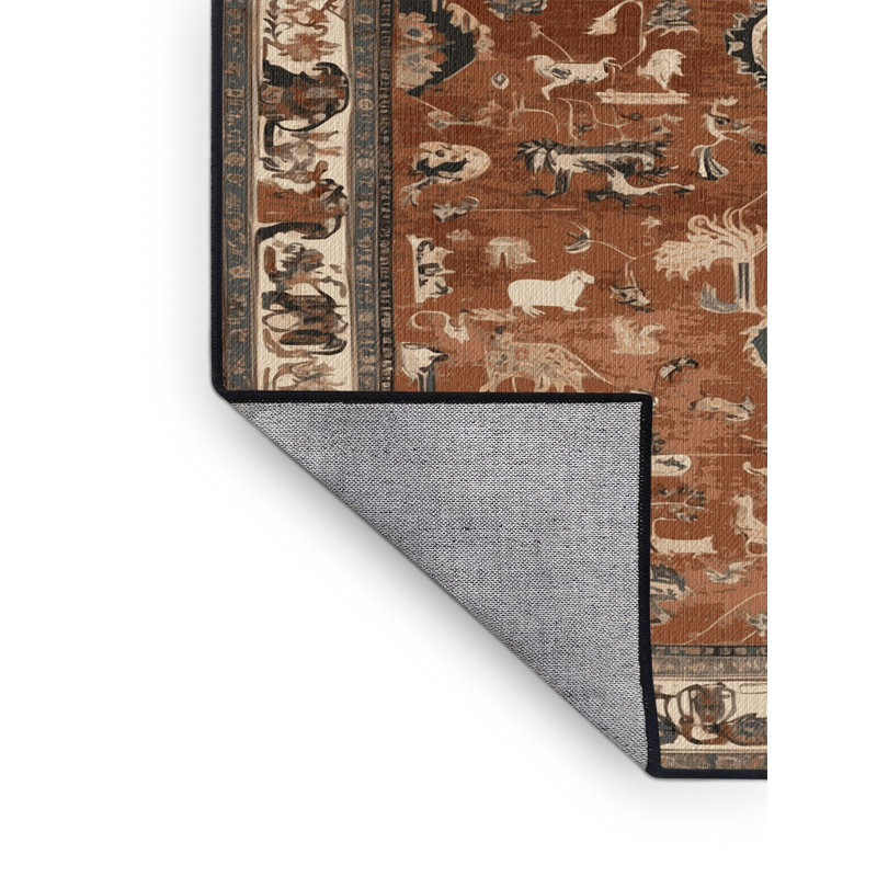 Tapis brun lavable à la machine, Rond 7 pi