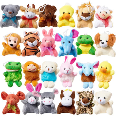 24Pack 3" Mini Animal Plush Toy Assortment Keychain Decoration for Kids