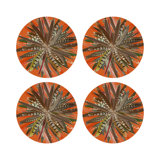 Pheasant Feathers Vegan Leather Round Pebble Placemat