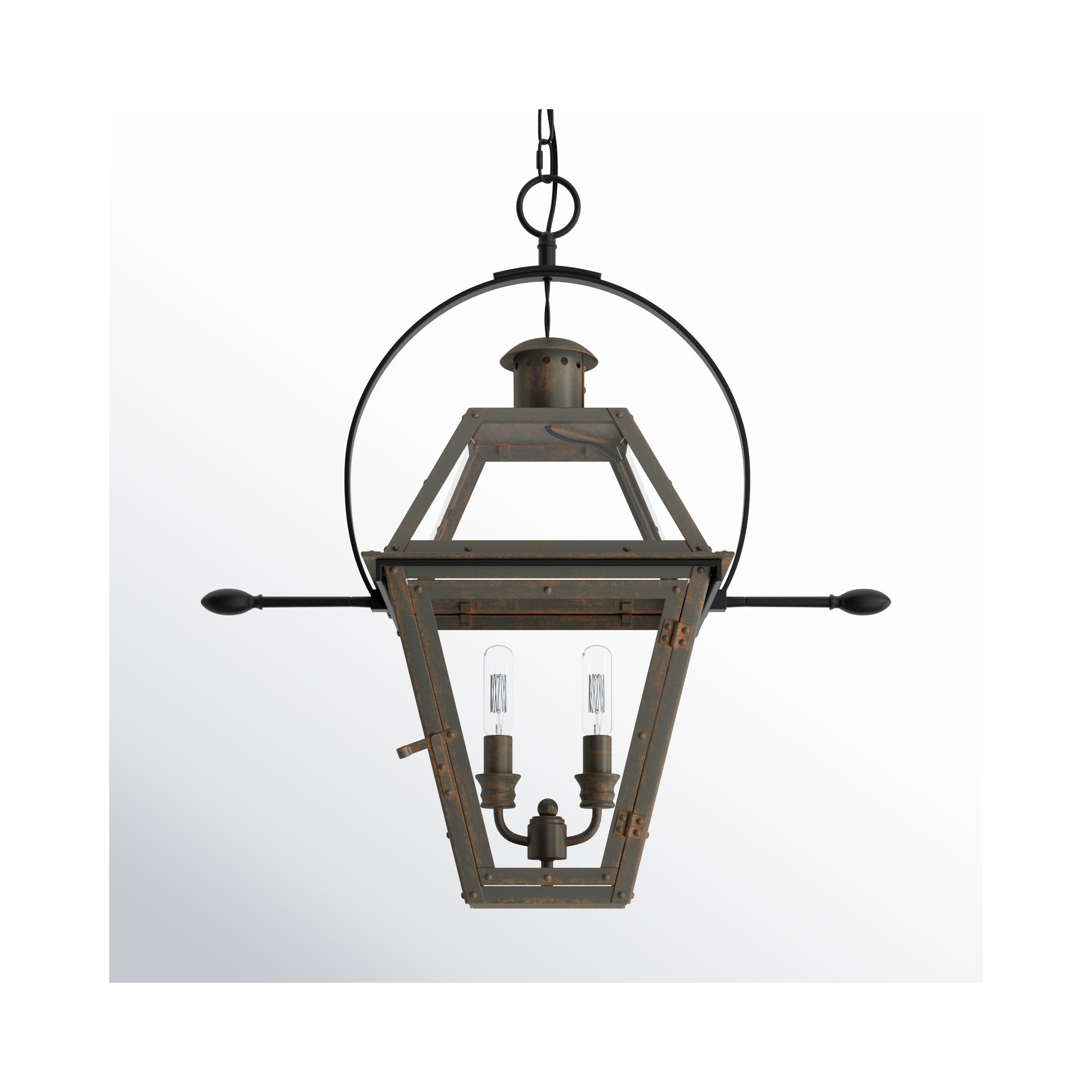 Amber Transparent Outdoor Metal Lighting, Industrial Bronze