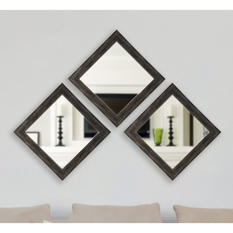 Engineered Wood Flat Wall Mirror, 17.5" H x 17.5" W