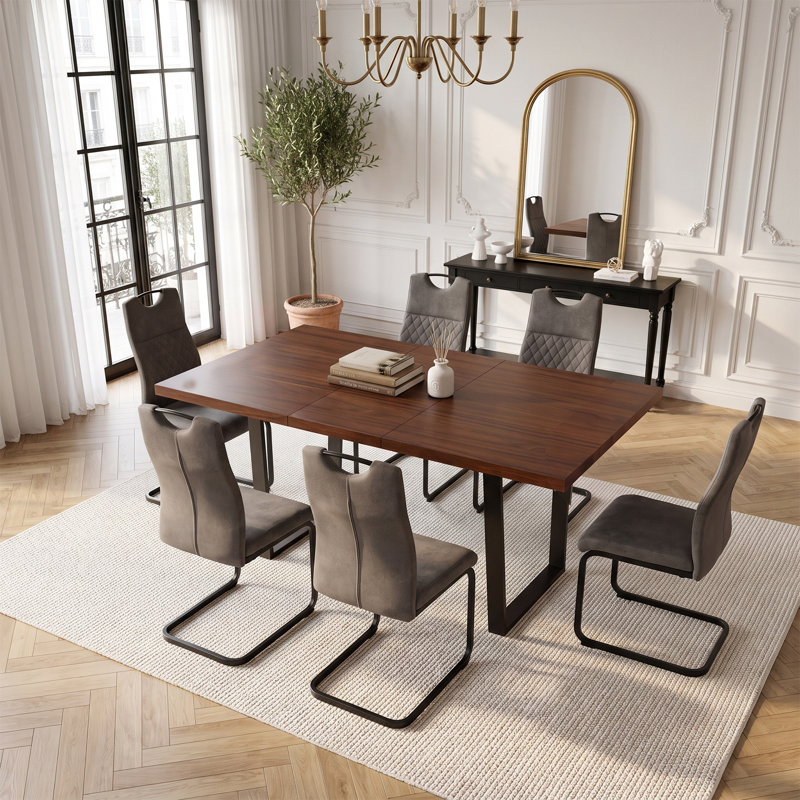 6 -Person Drop Leaf Dining Set, Brown