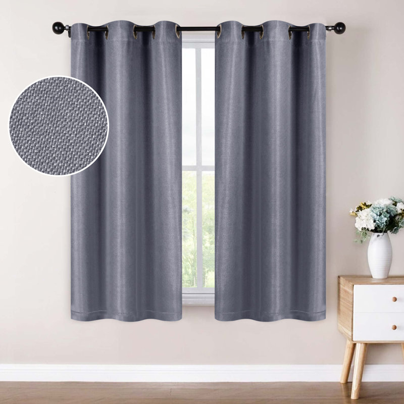 Polyester Thermal Insulated Room Darkening Curtain Panels, 42" W x 63" L, Silver