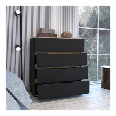 Commode 4 tiroirs Lynbrook - Wengé noir