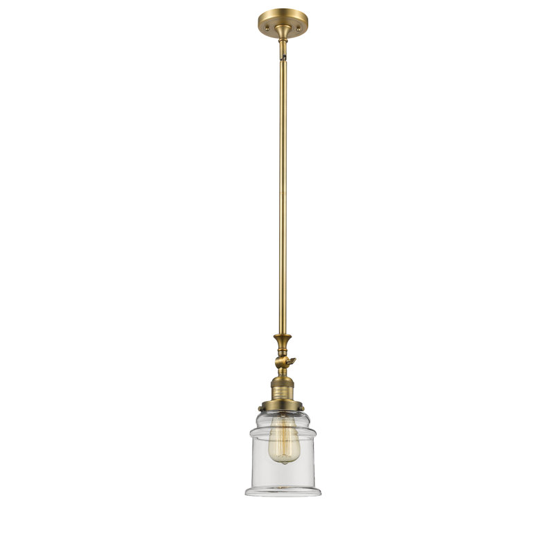 Alexandira 1 - Light Single Pendant, No Bulb Included, Clear, Brushed Brass