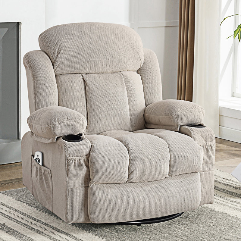 Canapé inclinable et chauffant avec portique et porte-gobelets Swinging, Beige