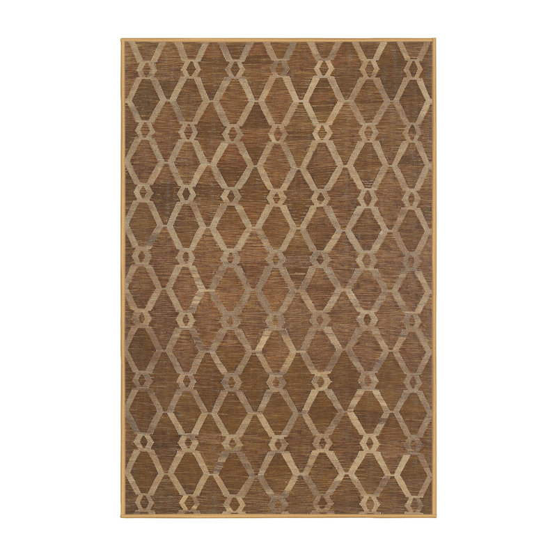 Tapis de zone orange/gris contemporaine, Rectangle 6 pi x 9 pi