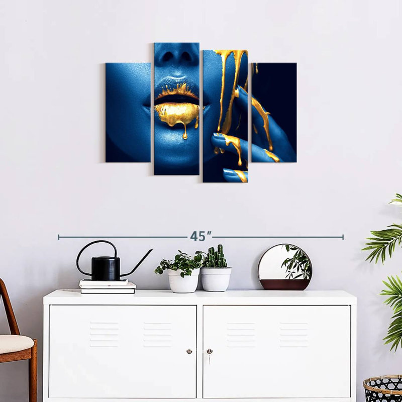 Impression sur toile 4 pièces, H 48 po x l 75 po x P 1,25 po
