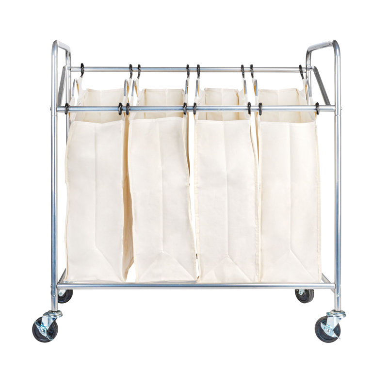 Chrome Quad Laundry Sorter with Removable Canvas Bags