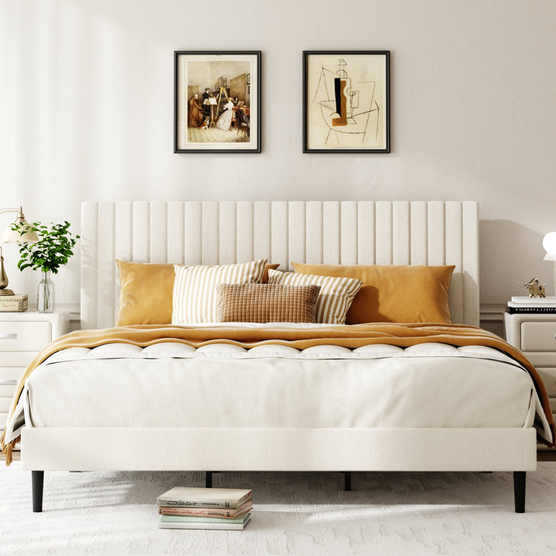 Upholstered Bed, Beige