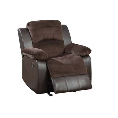 Motion Recliner Chair 1Pc Glider Rocker Recliner Living Room Furniture Chocolate Padded Suede Living Room by Hokku Designs