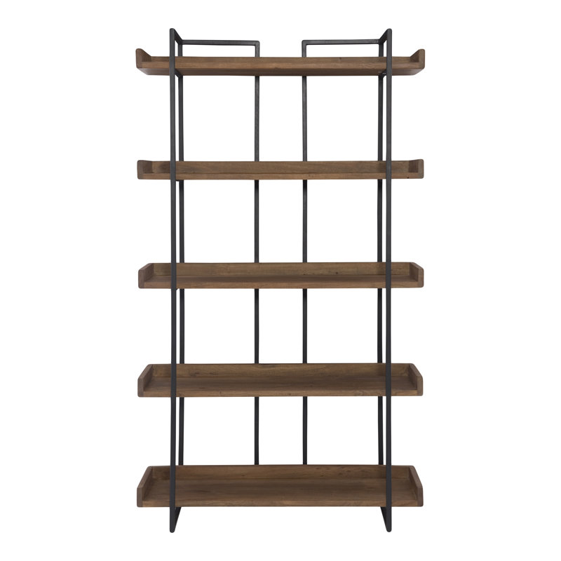 Berrien Solid Wood Etagere Bookcase, (5 Shelves) 75" H x 44" W x 13.5" D