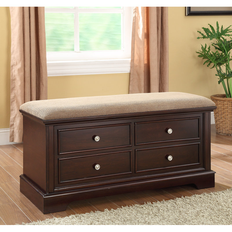 Macon Polyester Blend Upholstered Storage Bench, Espresso