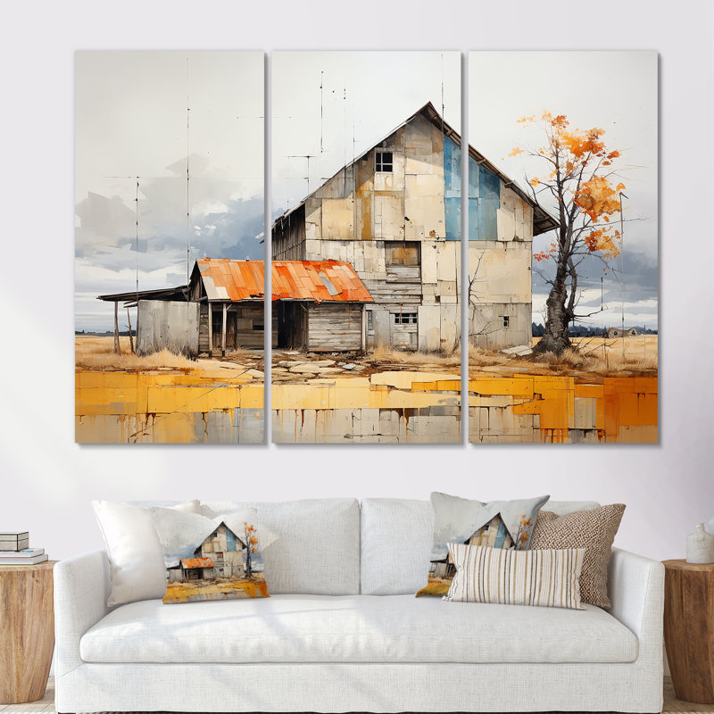 Minimalisme Barn Mute Tone II - ensemble d'impression d'art mural de grange, Toile tendue, H 32 po x l 48 po x P 1 po