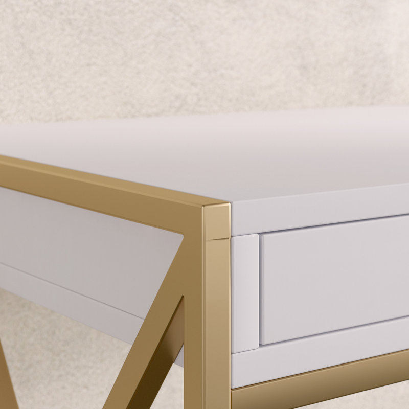 Lovesta Metal Base Writing Desk, White/Gold