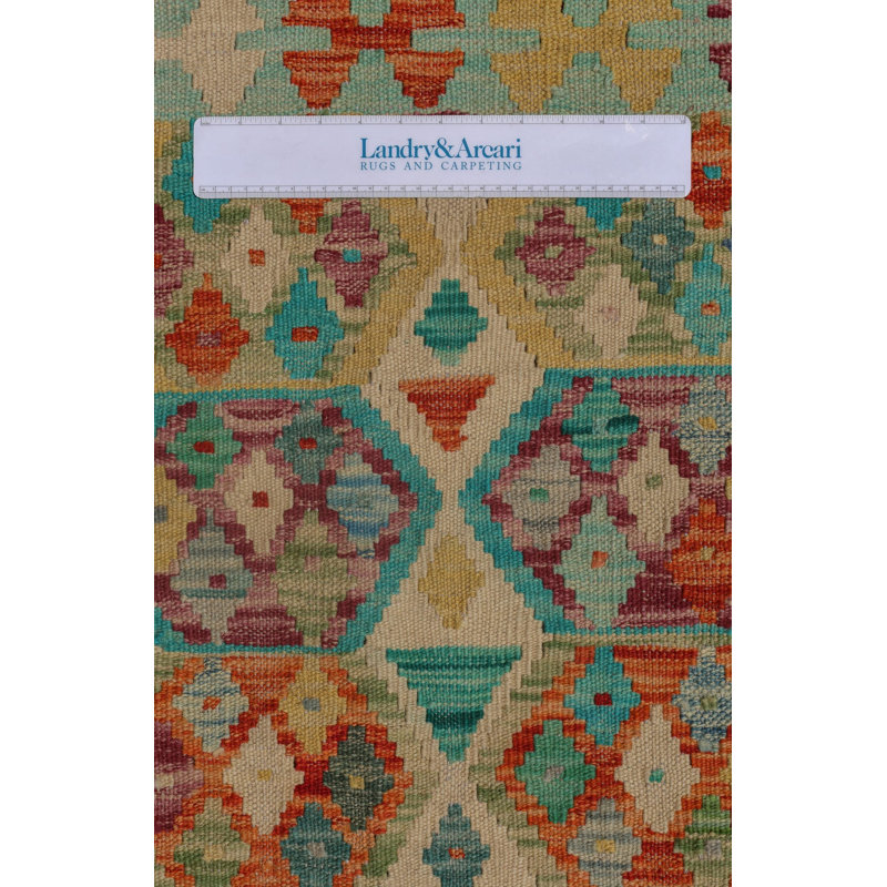 New Afghani Uzbek Kilim Wool On Cotton 2'10" X 9'7" Grapefruit