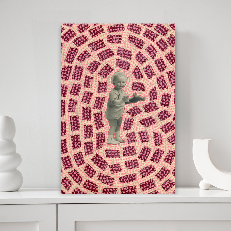 Art mural rétro contemporain rétro enfant rose